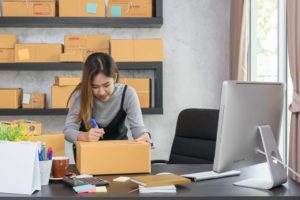 woman packing orders